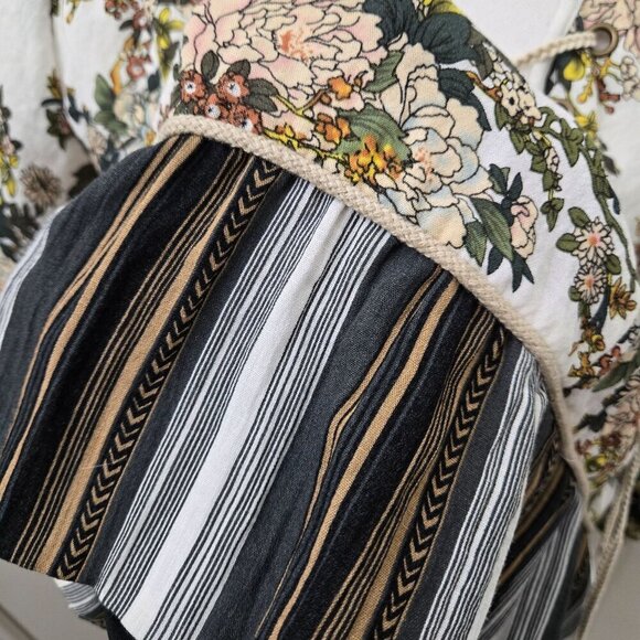 One Teaspoon Peasant Blouse Small Floral Lace up High Low Cottagecore fairy - Picture 12 of 15